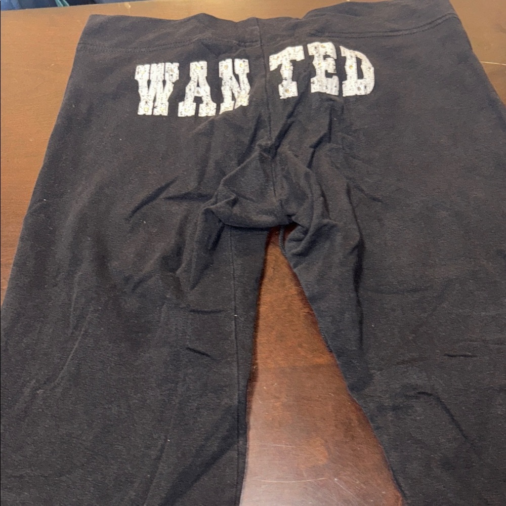 Planet gold Navy blue tie front rhinestone  'Wanted' pants medium